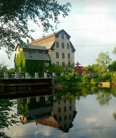 The historic Cedarburg Mill located in the center of Downtown Cedarburg, WI